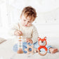 Youuys Wooden Baby Rattle Set (3Pcs) - Crochet Rattle Rain Stick Teething Toys, Wooden Montessori Toy For Newborn Infant Baby Rattles Set Toys 3-6 Months (Fox)