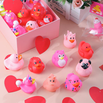 30 Pcs Valentine'S Day Ducks Gifts For Kids Classroom With Valentines Exchange Cards Valentine Rubber Duckies Gifts Bag Stuffers