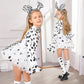 COSPELEY 101 Dalmatian Costume for Kids, Girls Shirt Outfit Ears Headband Socks Accessories for 101st Day Of School (Middle(8-10