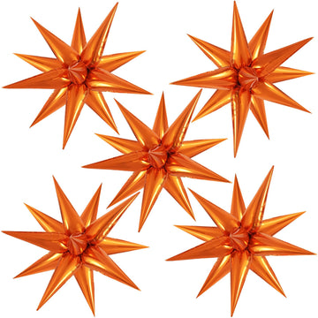 60 Pcs Orange Star Balloons Foil Starburst Balloons Explosion 12 Point Cone Balloons Large For Wedding Anniversary Backdrop Birt
