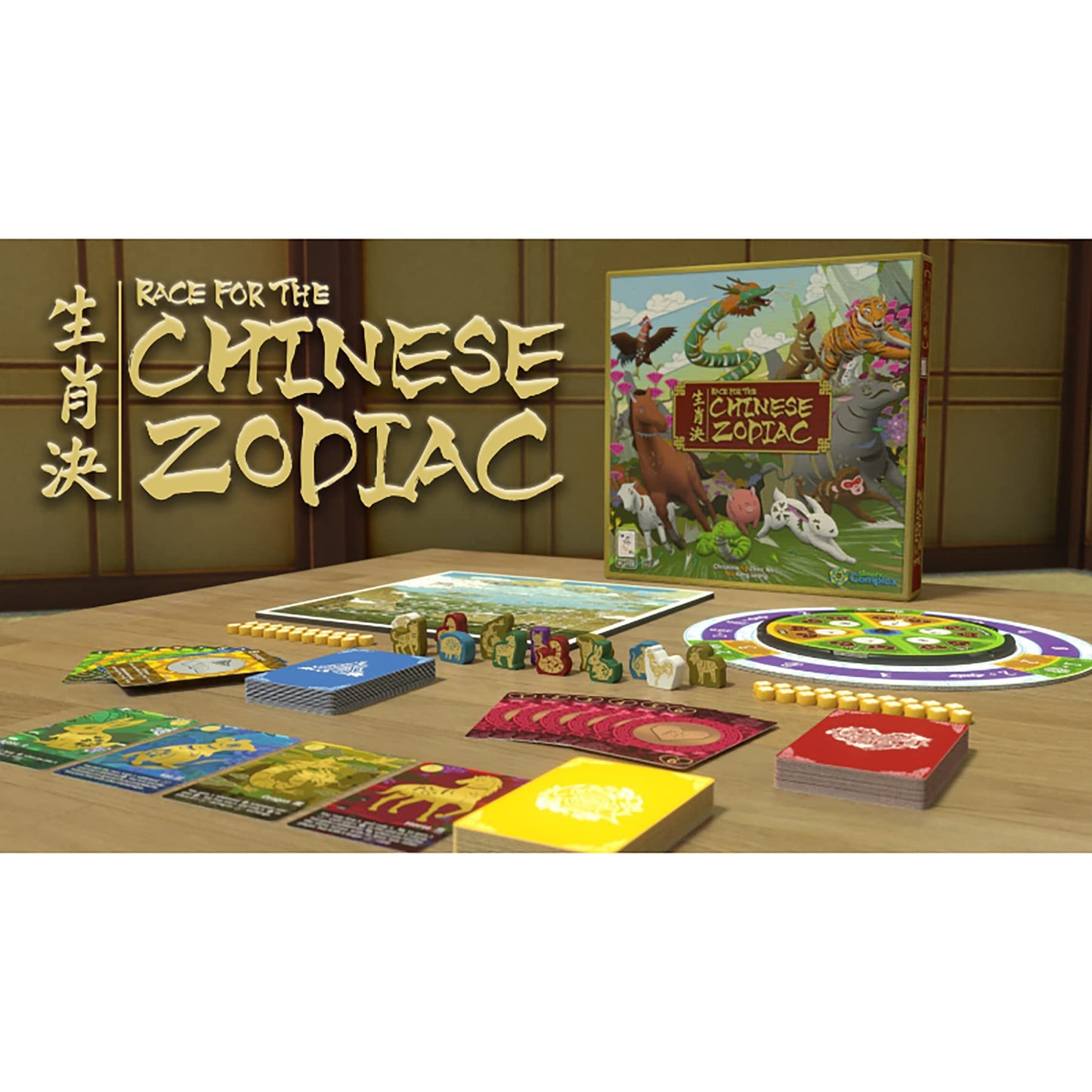 Capstone Games Race for The Chinese Zodiac - Cardboard Interactive Card Game for 3-5 Players, Ages 8+, Multi, Model CSGSC1003