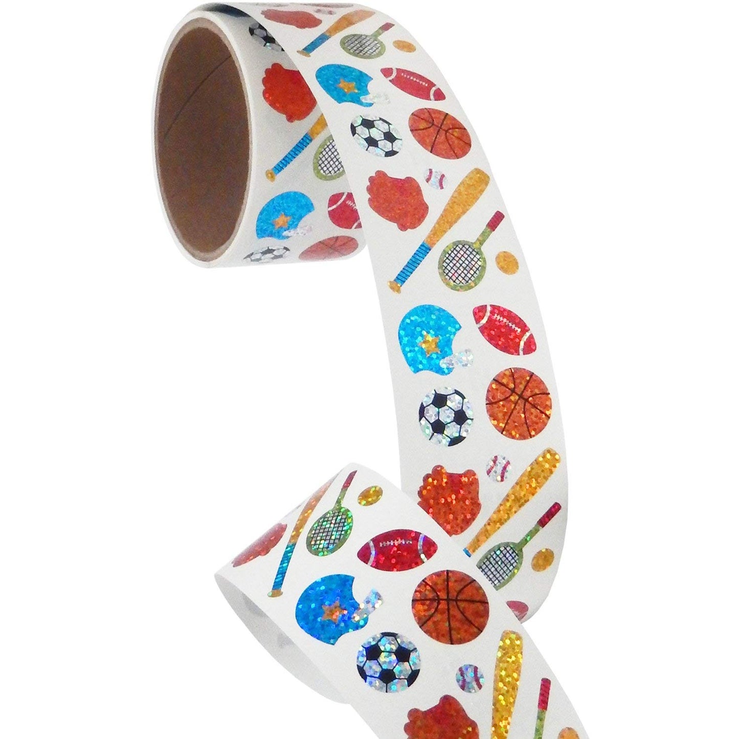 JILLSON & ROBERTS Bulk Roll Prismatic Stickers, Mini Sports (50 Repeats)
