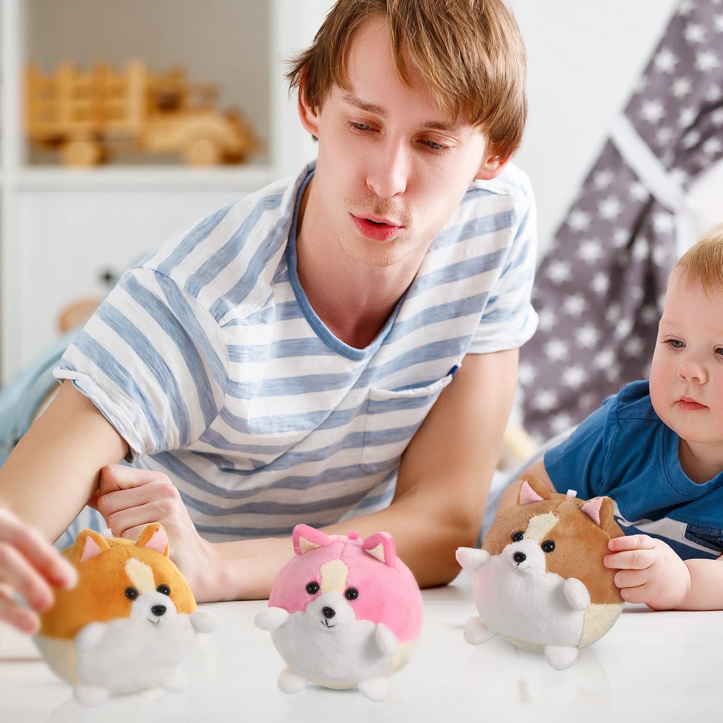 Sumind 9 Pcs Valentine Mini Plush Dog Stuffed Animals Bulk Dog Plush Party Favors Small Soft Plush Dog Toy For Easter Goodie Bag