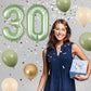 40 Inch Sage Green Number 30 Balloon, Olive Green 30Th Birthday Balloons, Retro Sand White Avocado Green Gold Latex Balloons Gia