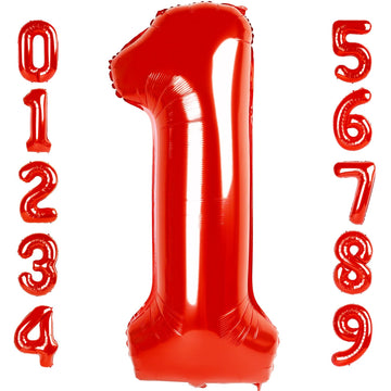 Red Number Balloon 40 Inch, 1 Balloon 1St Birthday Decorations Boy Girl Baby, Red Party Decorations For 1 10 11 15 16 17 18 21,