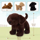 BENINY 4Pcs Lab Stuffed Animals - 16  Huggable Chocolate Mama Labrador Dog with 3 Hidden Puppies (Black/Yellow/Dark Brown) - Plush Toys Gifts for Kids