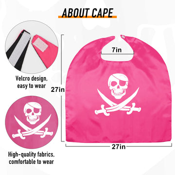 Riorand Cartoon Pirate Dress Up Satin Capes Cosplay Birthday Party Kids Costume (1-Pack-Pink)