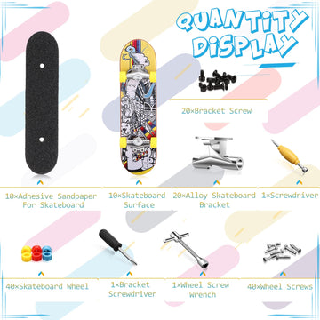 Civaner 10 Pack Valentines Day Diy Kids Finger Skateboard Set With Box And Replacement Accessories, Mini Collectible Fingerboard, Finger Toy Kit, Valentine Party Favor For Kids Children Finger Skater
