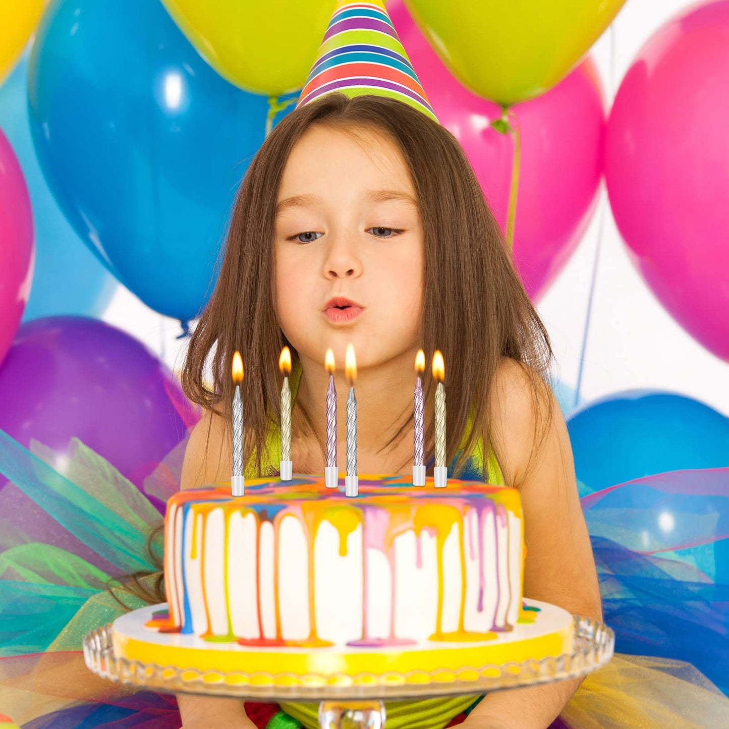 60 Pieces Gold Birthday Candles Spiral Cake Candles Metallic Cake Cupcake Candles Short Thin Birthday Candles with Holders for B