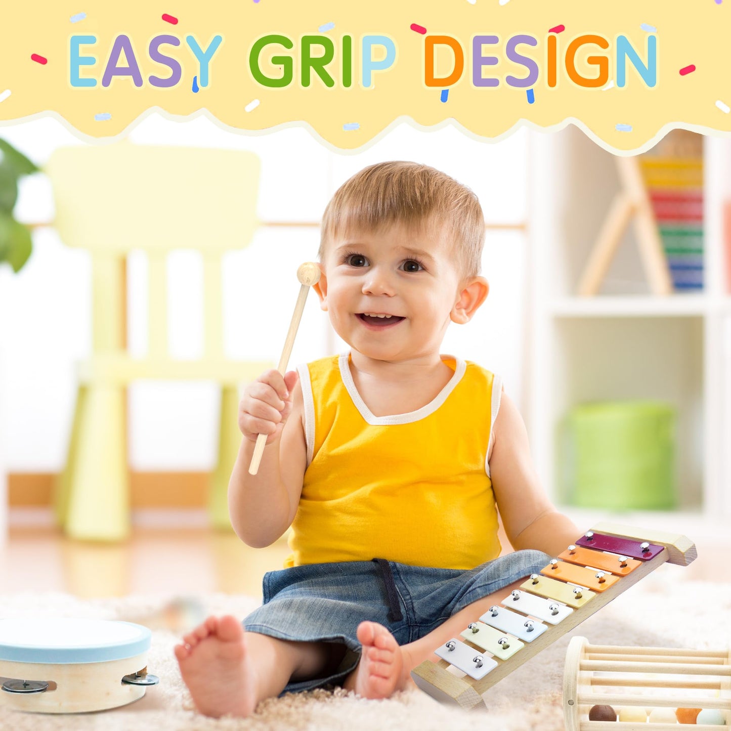 Baby Musical Instruments, Montessori Wooden Toys For Toddlers, Premium Wooden Musical Instrument Set For Kids Preschool Educatio