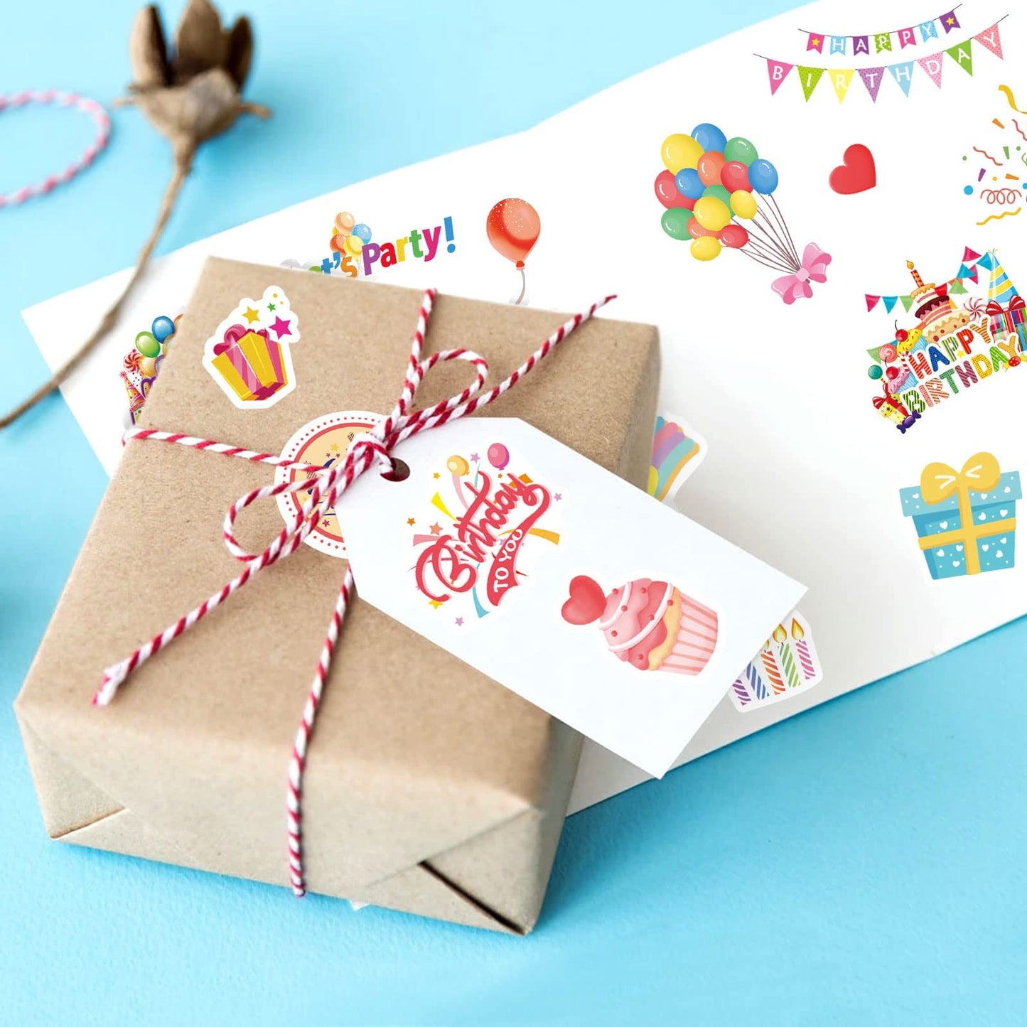 Happy Birthday Stickers For Kids Adults 660 Counts Large Happy Birthday Adhesive Stickers Party Gifts Bags Box Celebration Envelope Sealing, Gift Wrap Decorations 20 Sheet