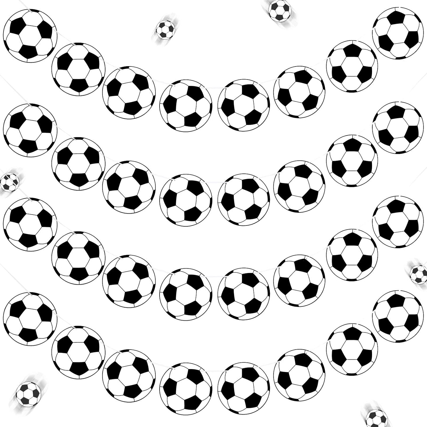 Outus 4 Pieces Soccer Party Decorations Soccer Banner Soccer Ball Garland Soccer Bunting Banners with 32 Pcs Football Pattern De