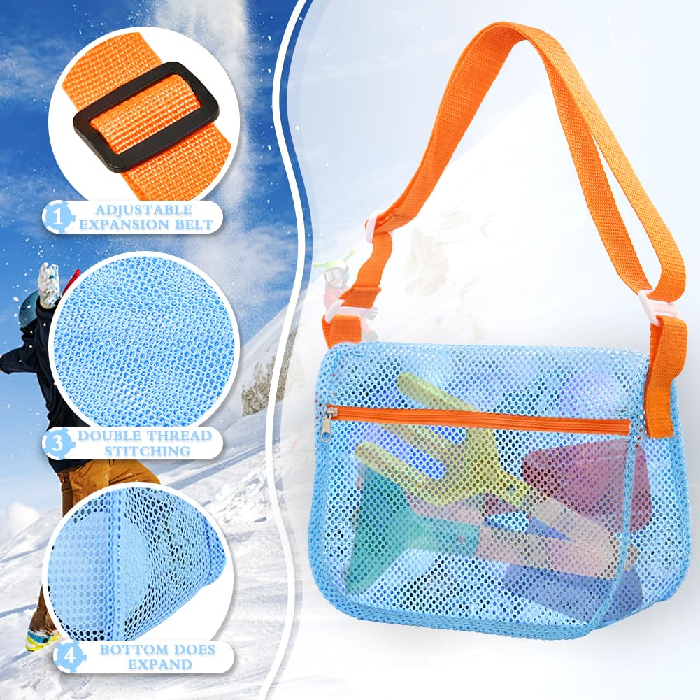 Shell Bags For Beach,3Pcs Seashell Collecting Bag With Adjustable Shoulder Straps, Beach Mesh Bag For Storing Beach Toys, Shells
