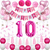 Sweet 10Th Birthday Decorations For Girls, Pink And White 10 Happy Birthday Balloons,10Th Birthday Party Supplies For Daughter H
