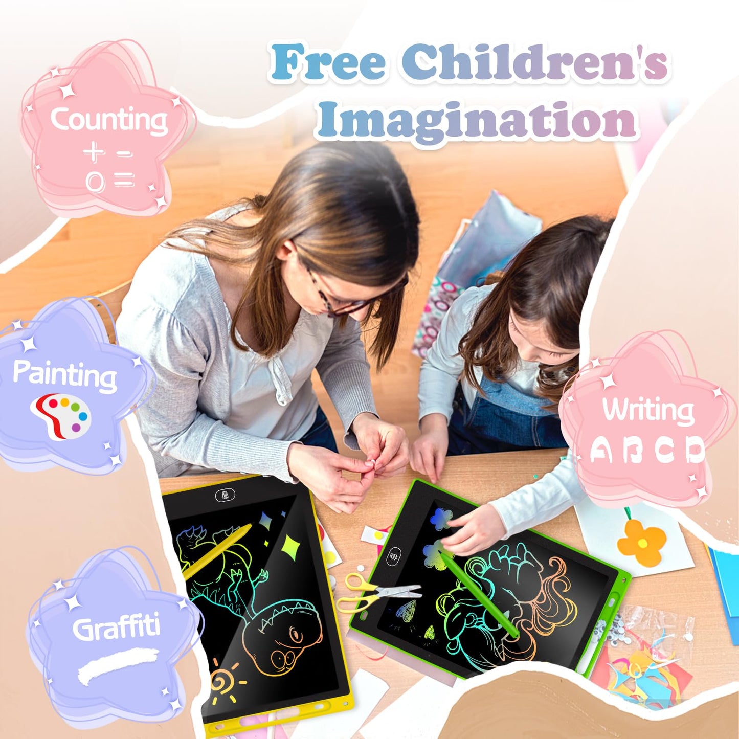 KTEBO 2 Pack 10 Inch LCD Writing Tablet for Kids,Electronic Drawing Pad and Doodle Board for Ages 3-8,Birthday and Christmas Gif