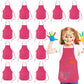 Kuuqa 16Pack Kids Art Aprons Bulk Rose Red Children Painting Aprons Art Smocks For Craft Kitchen Classroom Painting Party Supplies