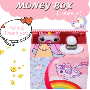 Unicorns Stealing Money Bank, Piggy Bank For Kids, Coin Bank For Money Saving, Automatic Stealing Money With English Speaking, Creative Gift