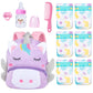 10 Pcs Reborn Baby Doll Diaper Bag Care and Feeding Set for 17-24 inches Reborn Dolls Newborn Baby Accessories with Unicorn Back