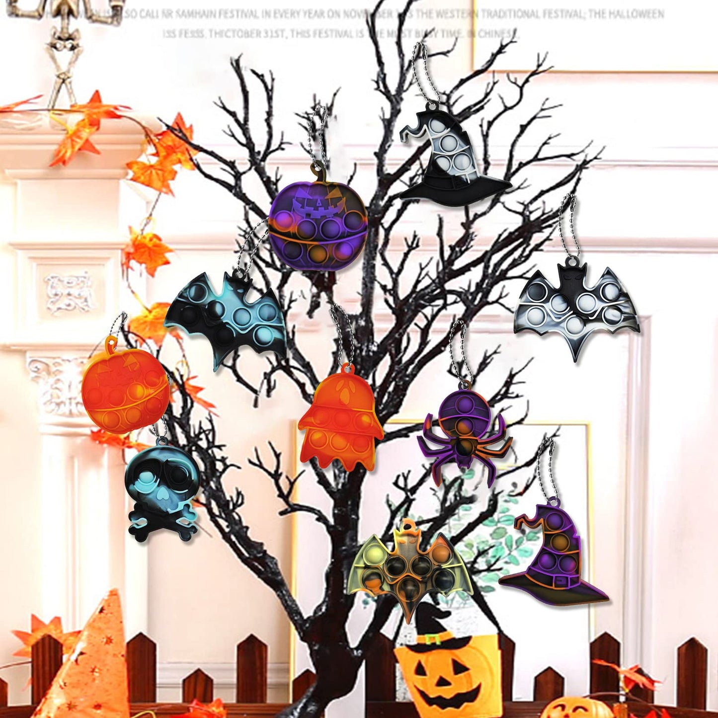 36-Pack Christmas Mini Pop Keychain Fidget Toys, Christmas Day Gifts For Kids Mini Pop Bubble Christmas ,Party Favors Silicone Fidget Keychain Fidget Toy