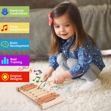 Ehome Xylophone, Baby Musical Instruments Montessori Musical Toys For Toddlers 1-3, Modern Boho Xylophone For Kids, Neutral Colors Percussion Instruments Set, Preschool Baby Musical Toys, Baby Gifts