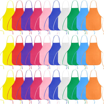 Kuuqa 30 Pack Kids Apron Painting Aprons For Kids, Kids Painting Apron Art Smocks Kid Apron For Classroom Painting Party Supplies