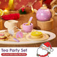 BUYGER Wooden Tea Party Set for Little Girls with Play Food Kitchen Accessories Toy Pretend Play Princess Tea Party Time for Gir