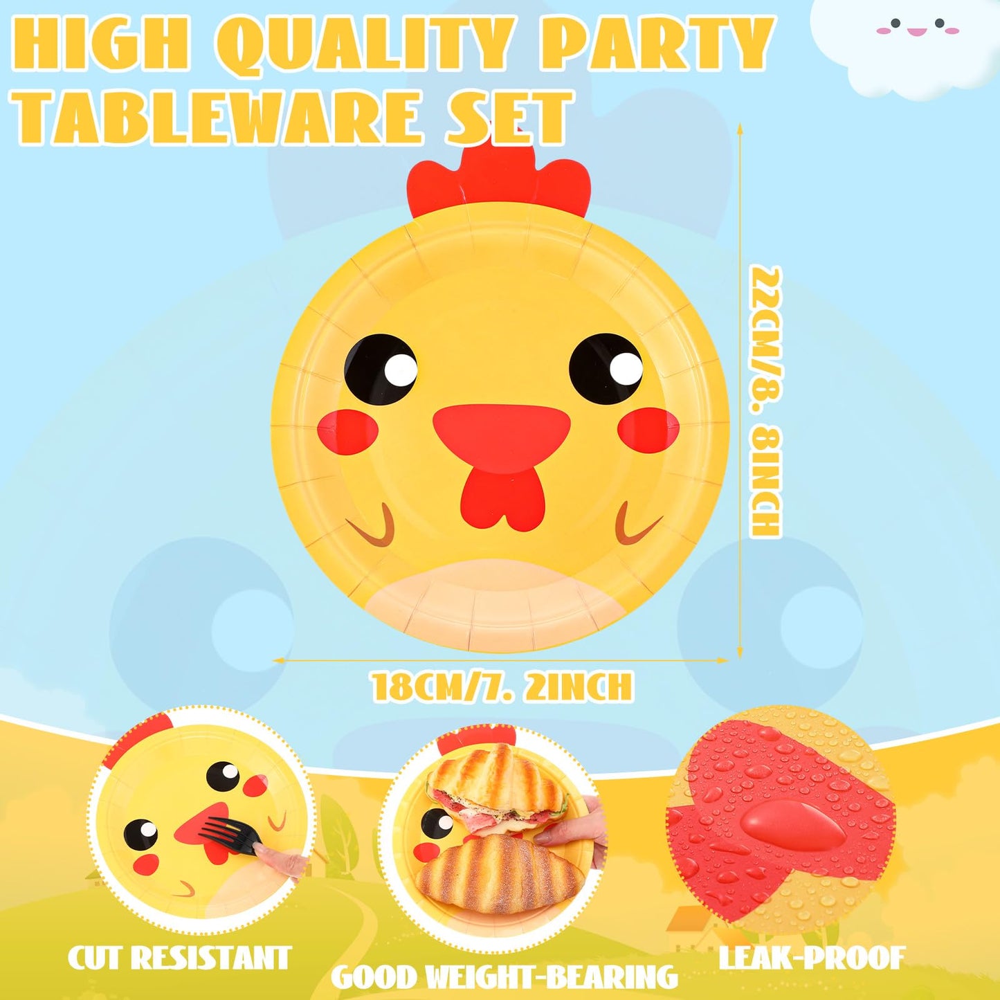Mimorou 50 Count Farm Animal Plates Farm Barn Birthday Party Decorations Paper Plates Chicken Pig Cow Sheep Horse Barnyard Suppl