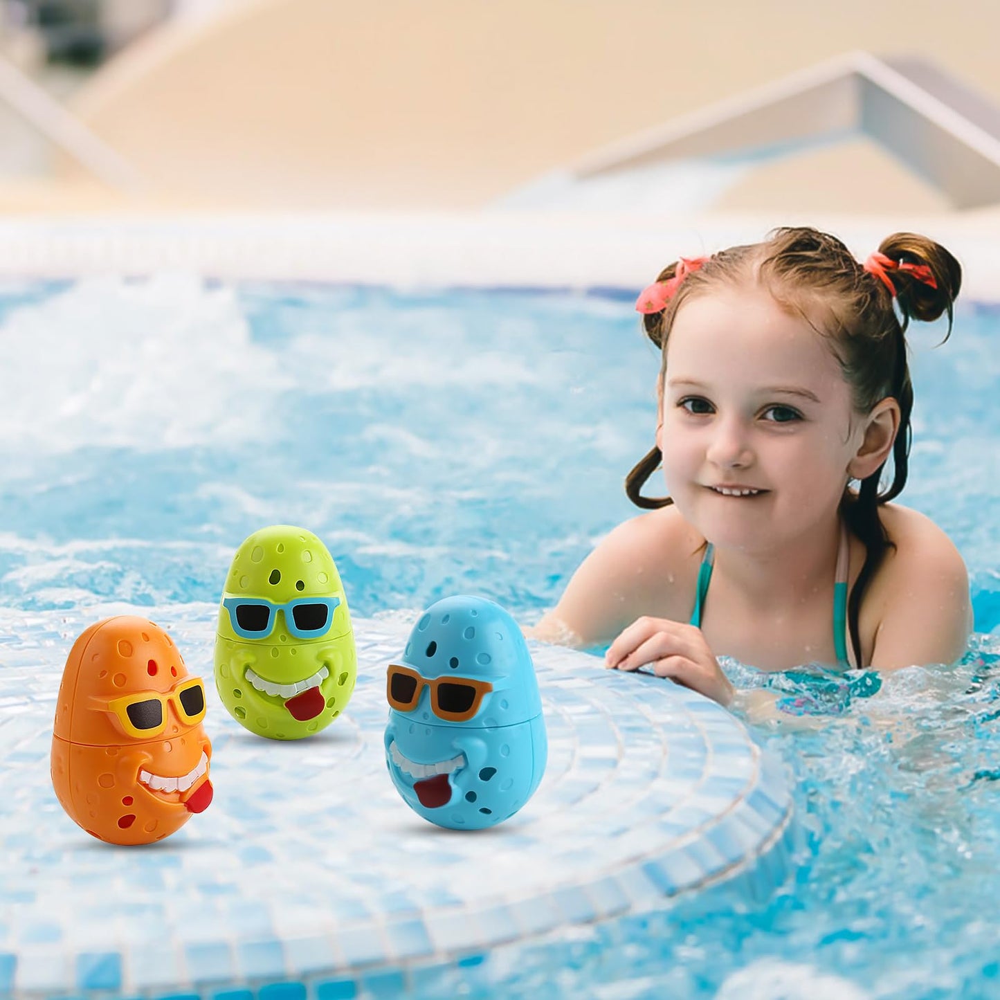 Ddzoou Set Of 3 Pool Diving Toys For Kids, Fun Clown Eggs Diving Stick Pool Toys For Kids, Perfect For Boys And Girls Pool Parti