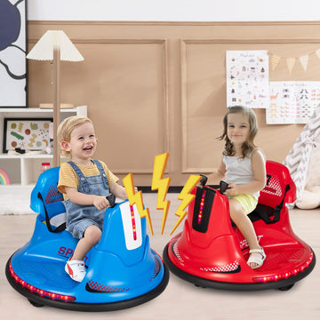Honey Joy 12V Bumper Car For Toddlers 1-3, Baby Ride On Bumper Car W/Dual Joysticks, Flashing Led Light & 360 Degree Spin, Elect