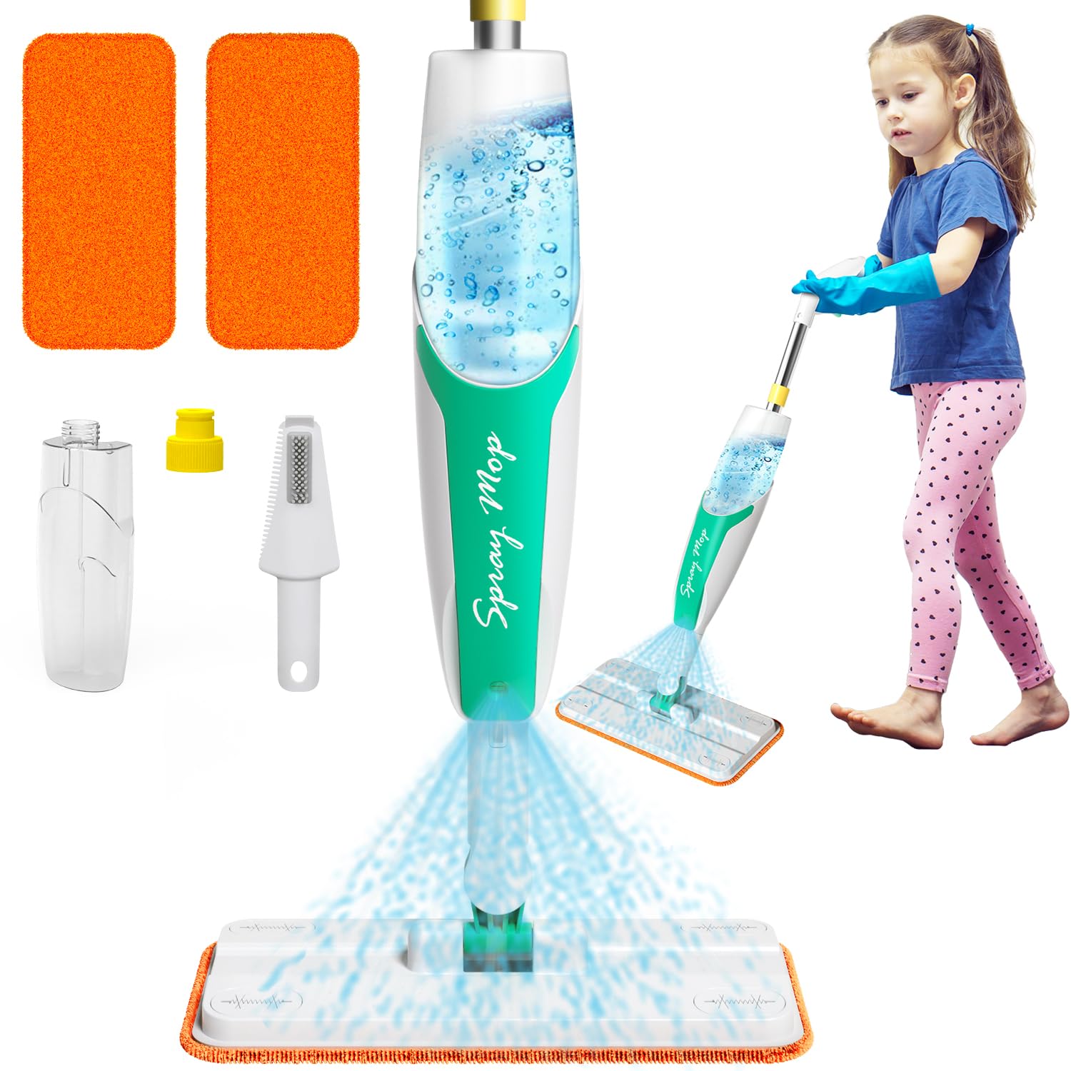 EP EXERCISE N PLAY Kids Spray Mop - Toddler-Size Cleaning Toy Set - Small Mop for Kids That Really Spray - Mini Toddler Mops - M