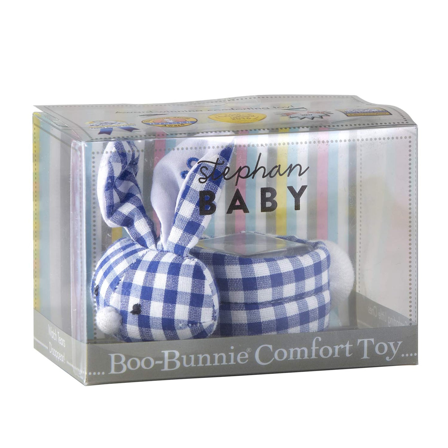 Stephan Baby Boo-Bunnie Comfort Toy, Blue Gingham Plush, 3.5x2x2 Inch, Model F4815