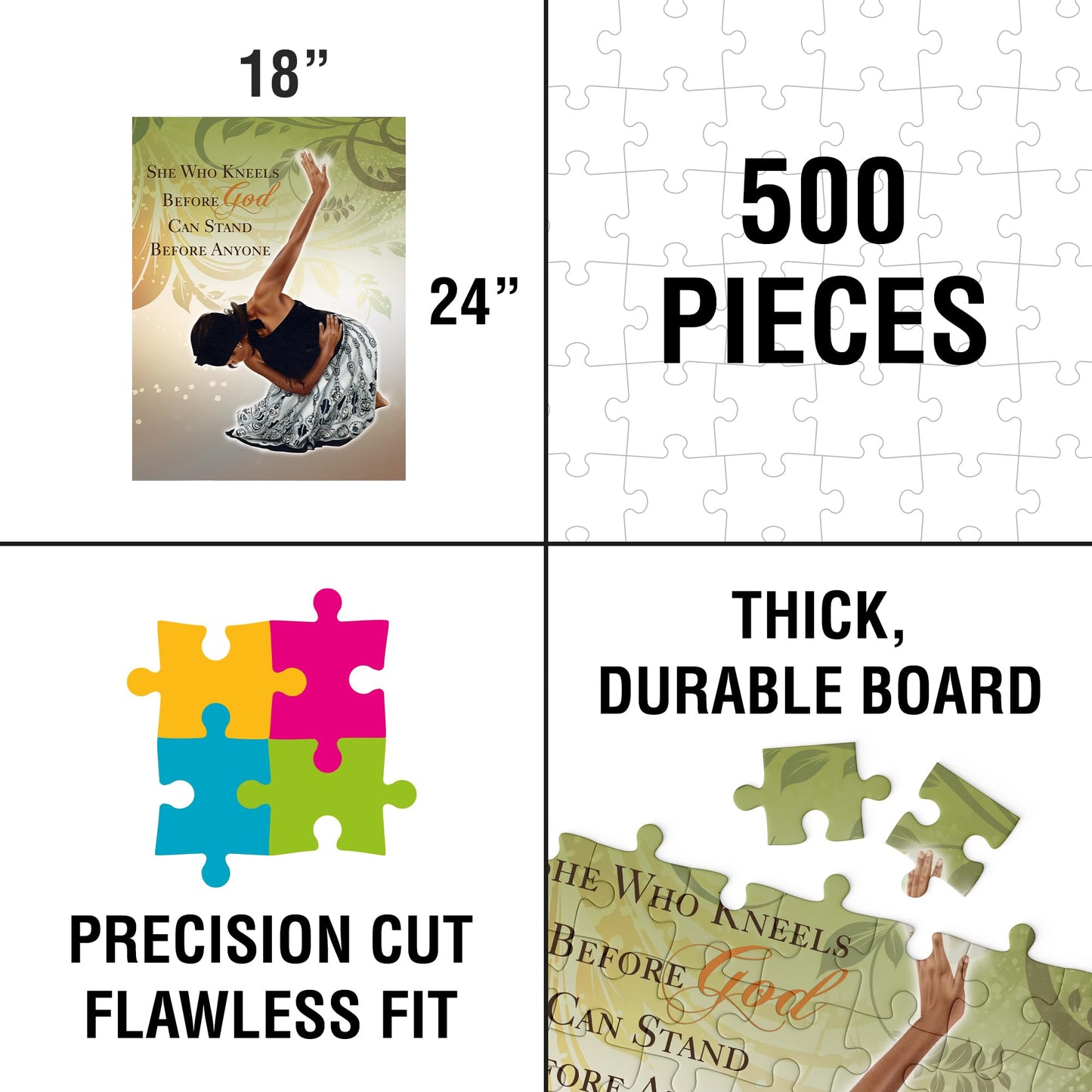African American Expressions - She Who Kneels Puzzle – 500-Piece Inspirational African American Jigsaw Puzzle For Adults | Stunning Artwork Celebrating Faith And Resilience