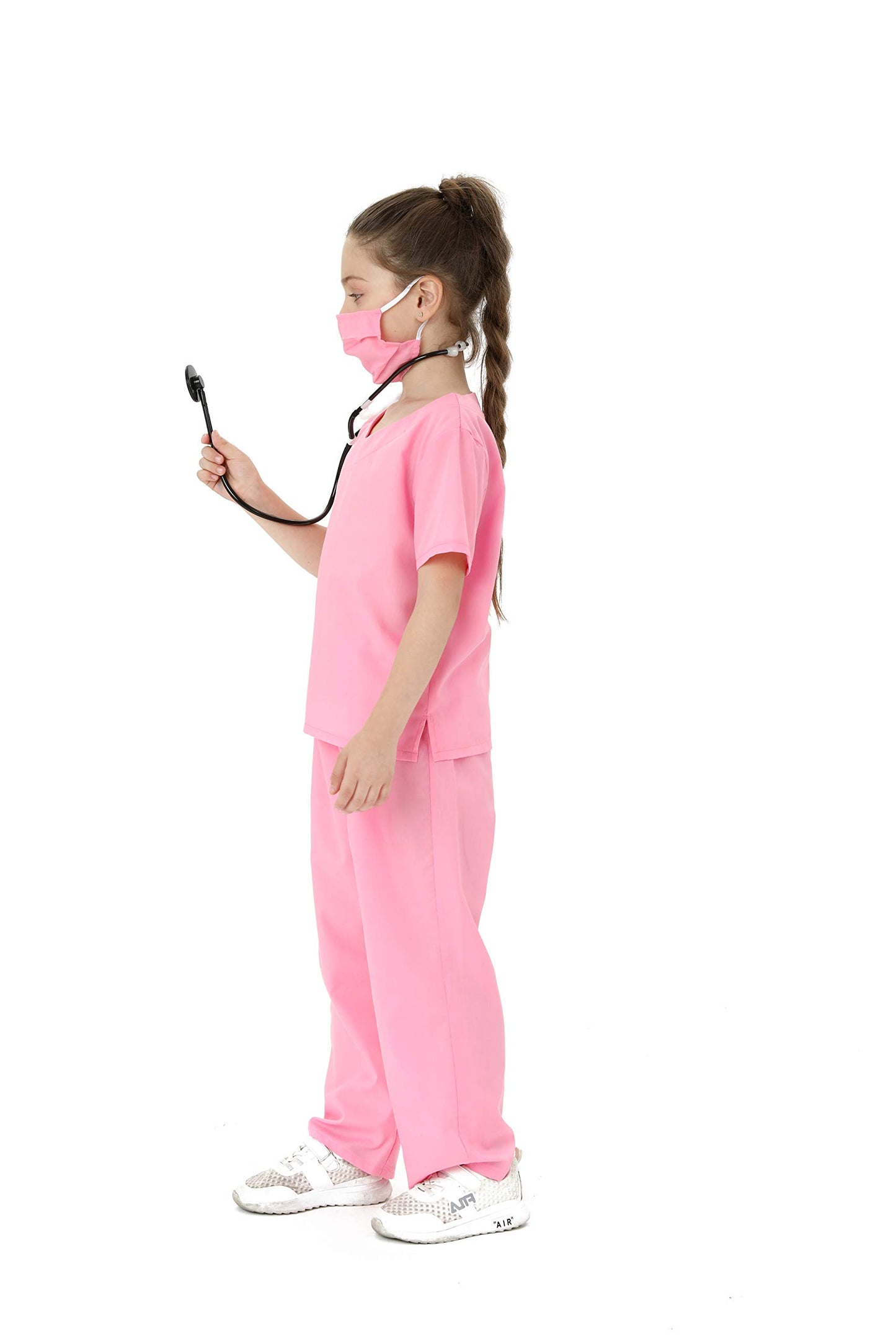 Lingway Toys Kids Pink Cotton Dr.Scrubs Costume Soft Material Realistic Suit For Children'S Pretend Play 4-6Years