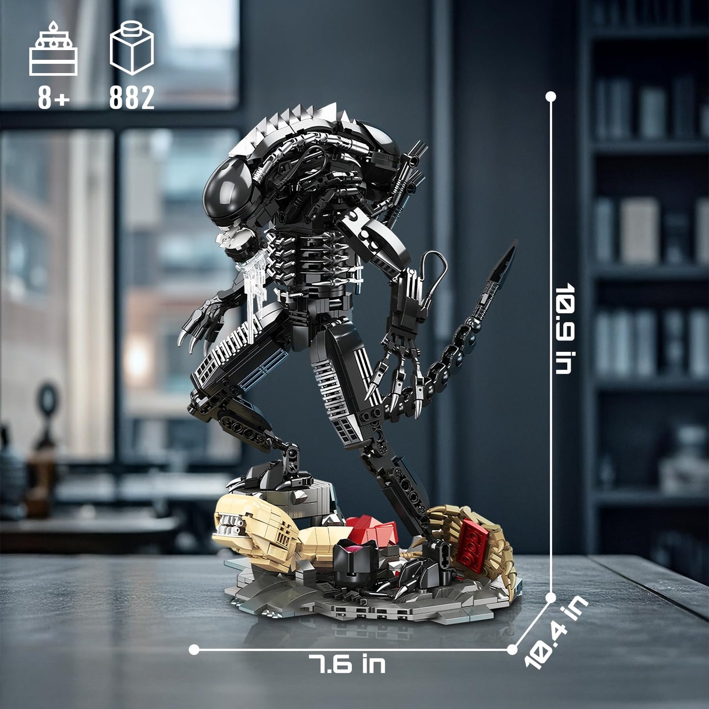 HIGH GODO Alien Mech Xenomorph Warrior Building Set, 882 Pieces, Plastic, Black, Medium - Perfect Gift for Ages 14+