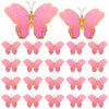 Wettarn 20 Pcs Butterfly Centerpieces For Tables Butterfly Party Decorations 3D Golden Butterfly Table Toppers Centerpiece For Girl Party Birthday Baby Shower (Pink,12 X 9 In,10 X 7 In)
