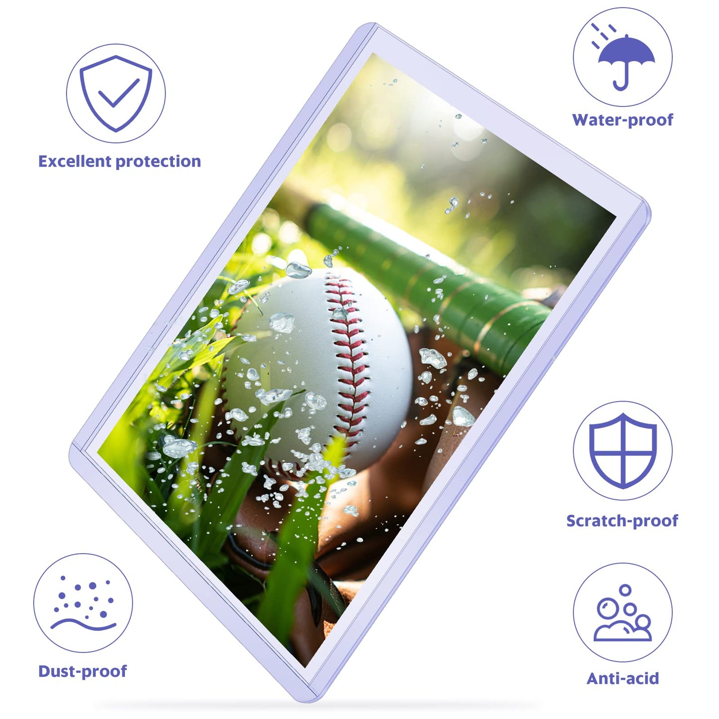 50 Count Card Sleeves Hard Plastic, 3''X4'' Baseball Card Protectors Hard Plastic For Baseball, Football And Game Cards
