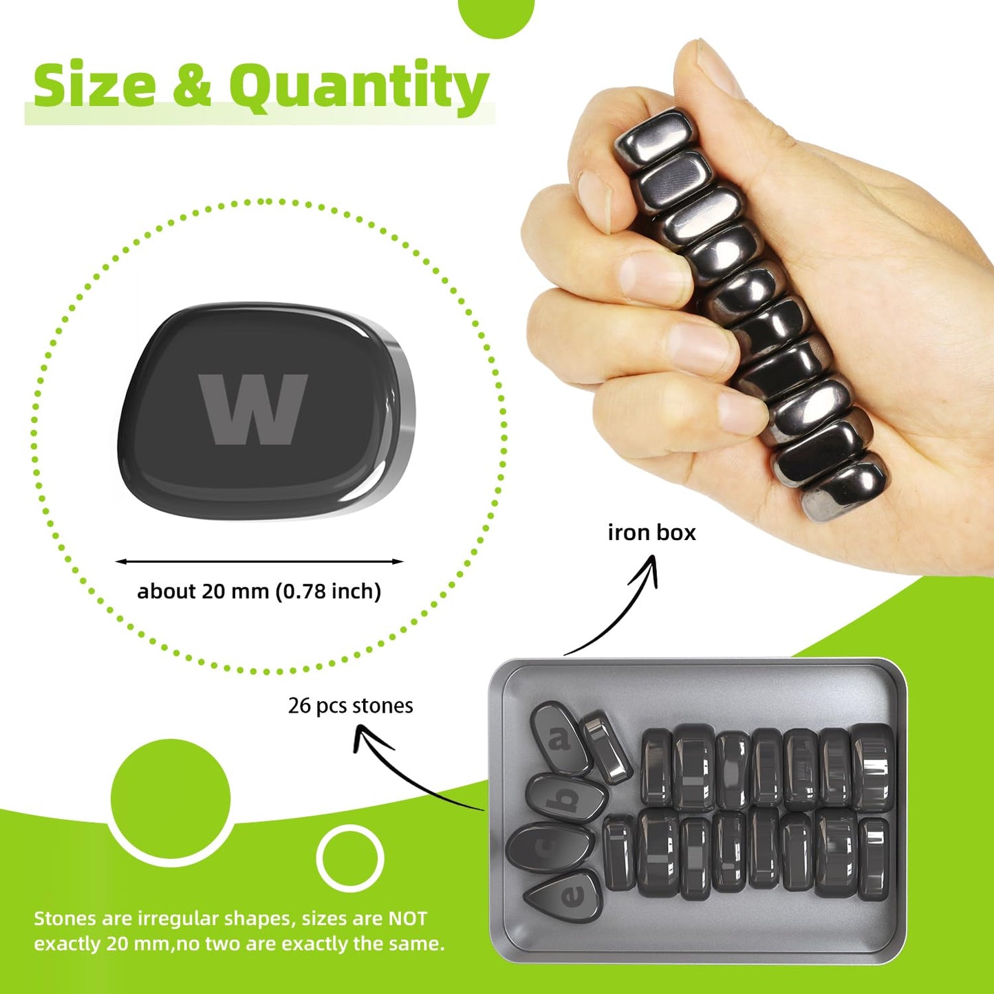 Caturledas 26 PCS Ferrite Stones Engraved Lowercase Letter  Laser Carving Magnetic Fidget Toys for Office Stress Anxiety Relief Executive Desk Magnet Toys for Men Women mature-themeds Gifts 20 mm Black