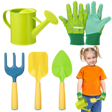 Kids Gardening Tools Set - Sturdy Kids Watering Can Toy Toddler Children'S Gardening Kit Set With Metal Shovel Hand Rake Gloves