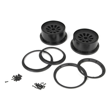 Losi Wheel & Beadlock Set Black 2 5T LOSB7034 RC Tire