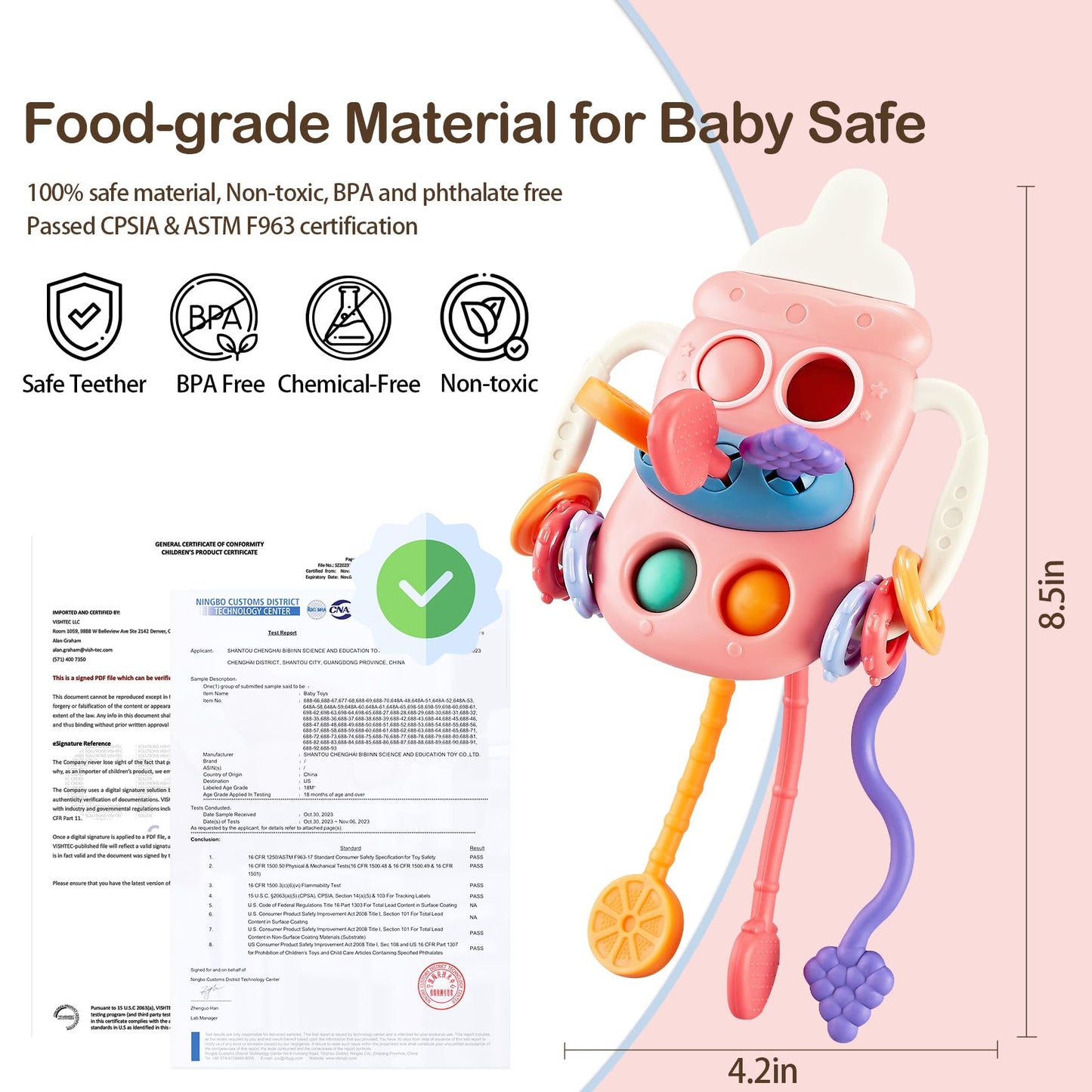 Igolfluck Montessori Toys For 1 Year Old, Sensory Toys For Toddlers 1-3, Food Grade Silicone Pull String Activity Toy, Travel To