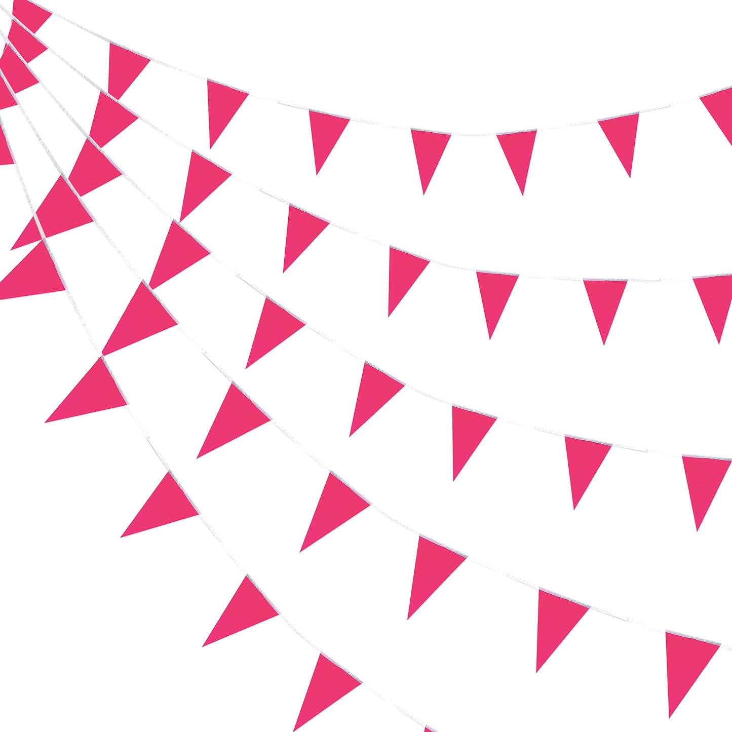 Consummate 100 Feet Rose Pink Pennant Banners Flags String Hanging Triangle Bunting Flags For Grand Opening,Kids Birthday,Party