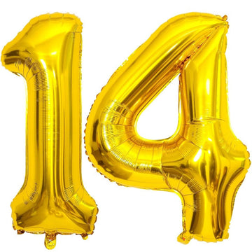 40 Inch Gold 14 Number Balloons Giant 14 Or 41 Balloons Gold Birthday 14 Balloons 14Th Birthday Anniversary Party Decorations