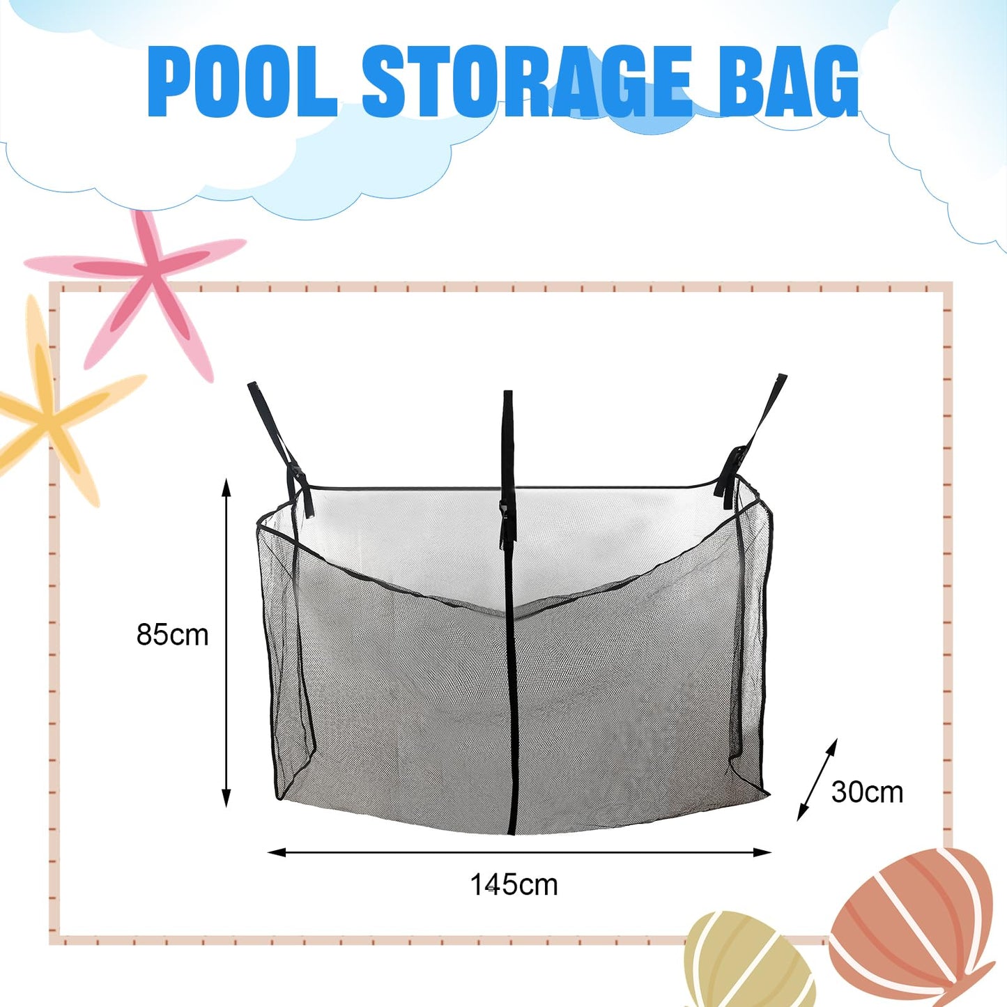 Pool Floats Storage Bag,Pool Float Toy Storage Mesh Bag,Water Tech Pool Pouch,Adjustable Swimming Pool Hanging Mesh Organizer Ne