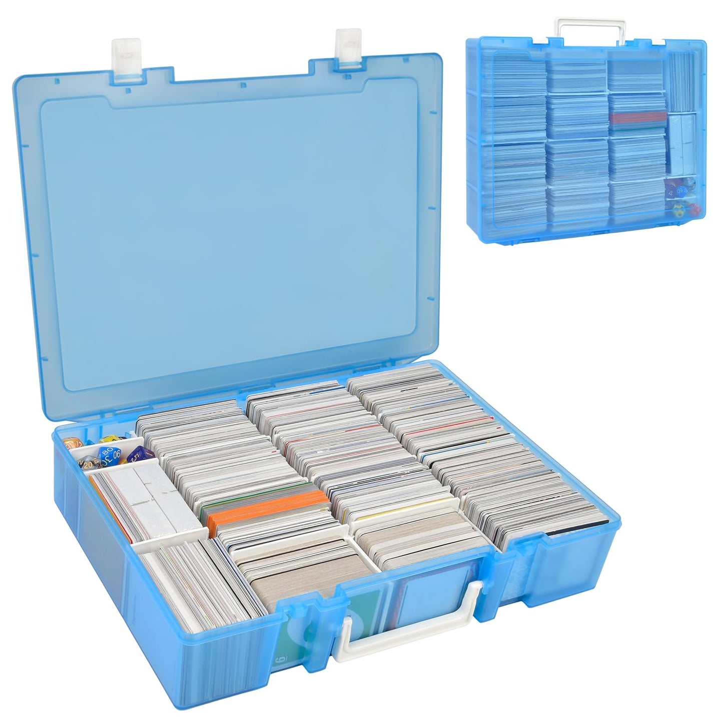 Xuerdon Trading Card Storage Box  2300+ Playing Card Case Holder Organizer Compatible with PM TCG/for Yugioh/for CAH/for Phase 10/ for Topps Football Baseball Sports Cards (Case Only) - Blue