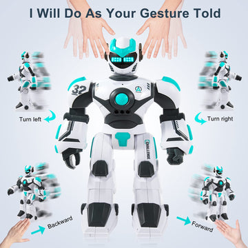 HPROMOT RC Robot Toy for Kids Remote Control Robot Toy, Smart Gesture Sensing Rechargeable & Programmable Robot Walking Dancing