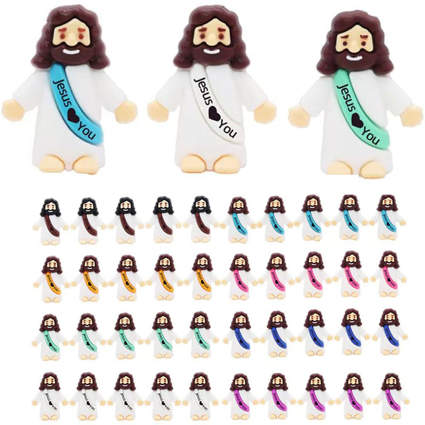 30pcs Little Jesus Figures Easter Egg Stuffers Mini Jesus Figures Hide and Seek Religious Party Favors Sunday School Baptism Gif