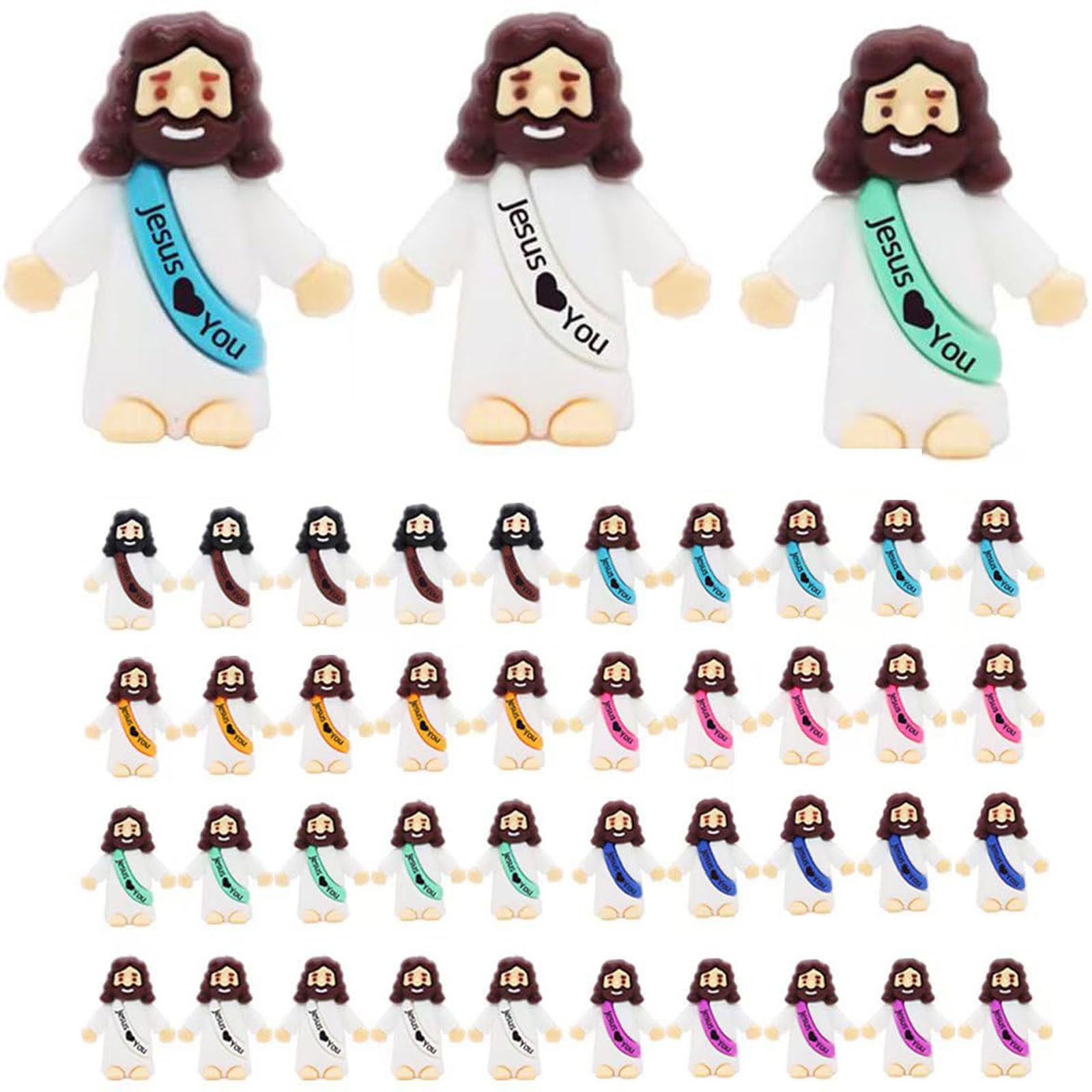 30pcs Little Jesus Figures Easter Egg Stuffers Mini Jesus Figures Hide and Seek Religious Party Favors Sunday School Baptism Gif