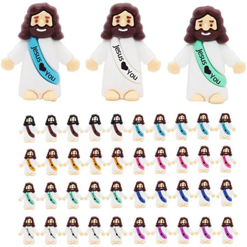 30pcs Little Jesus Figures Easter Egg Stuffers Mini Jesus Figures Hide and Seek Religious Party Favors Sunday School Baptism Gif