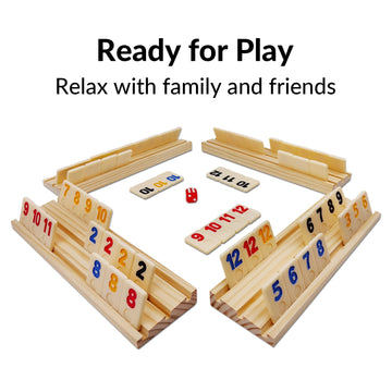 uvcany Rummy Cube Game Set with 4 Wooden Racks, 106 Tiles, Portable Case, Multicolor Family Board Game