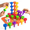 Skoolzy Toddler Peg Board - 34 Pc Stacking Toys for 2-4 Years - Foam, Medium, Multi-Color, Model 71, Includes Lacing String & Storage Bag